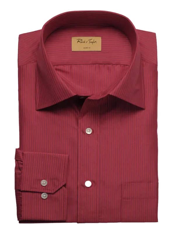Reid & Taylor Men Stripes Red Shirts