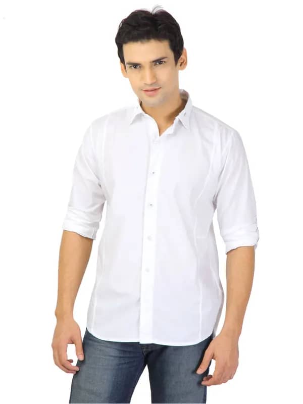 Basics Men White Slim Fit Shirt