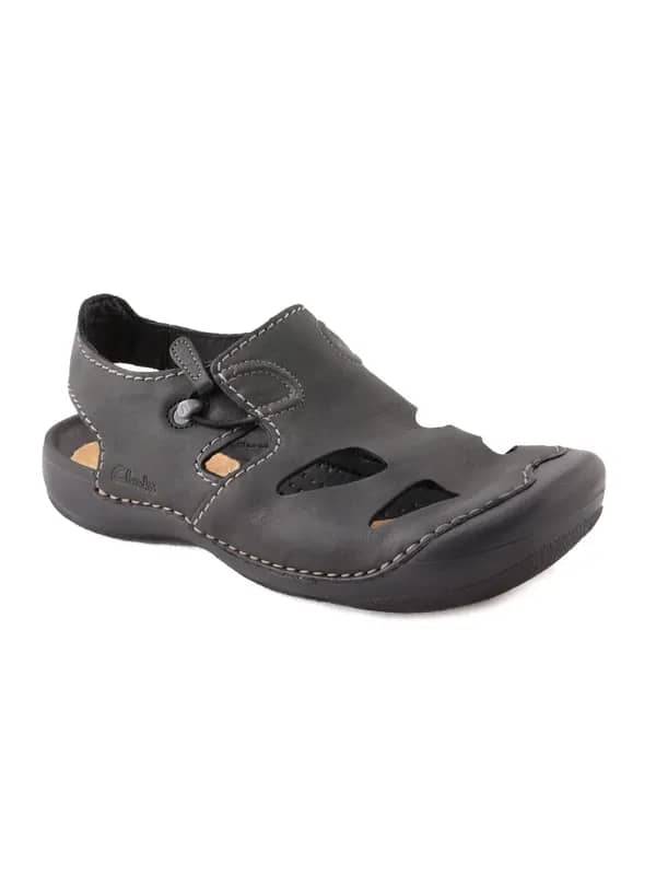 Clarks Men Leather Black Sandals