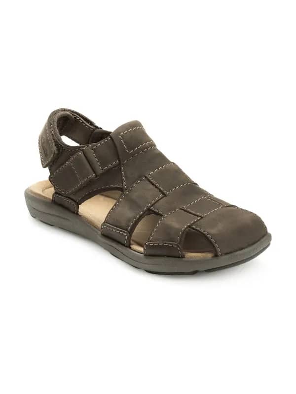 Clarks Men Olive Leather Sandals