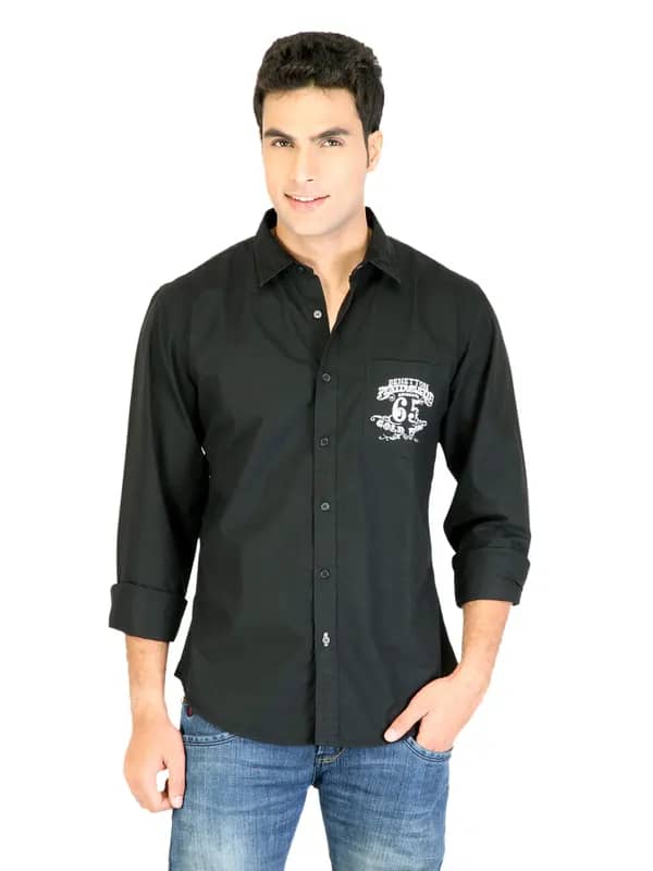 United Colors of Benetton Men Short Black Shirts