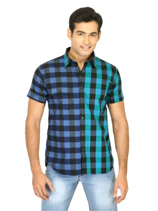 Probase Men Check Blue Shirts