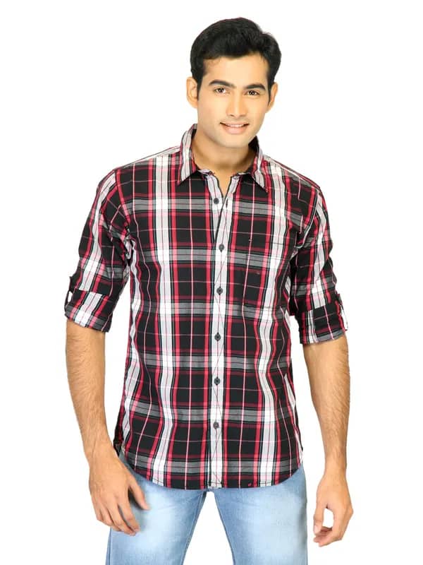 Basics Men Black Slim Fit Checked Shirt