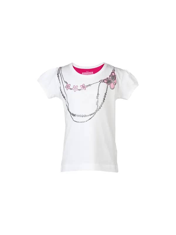 Palm Tree Kids Girls Printed White Tops
