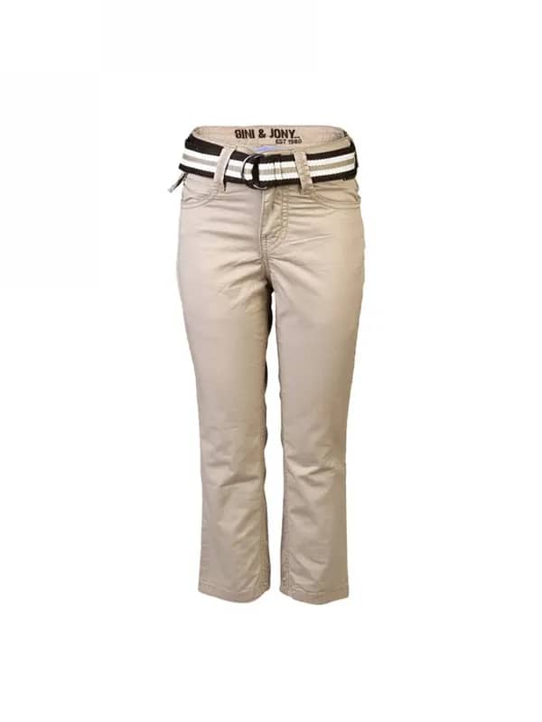 Gini and Jony Kids Solid Beige Trousers