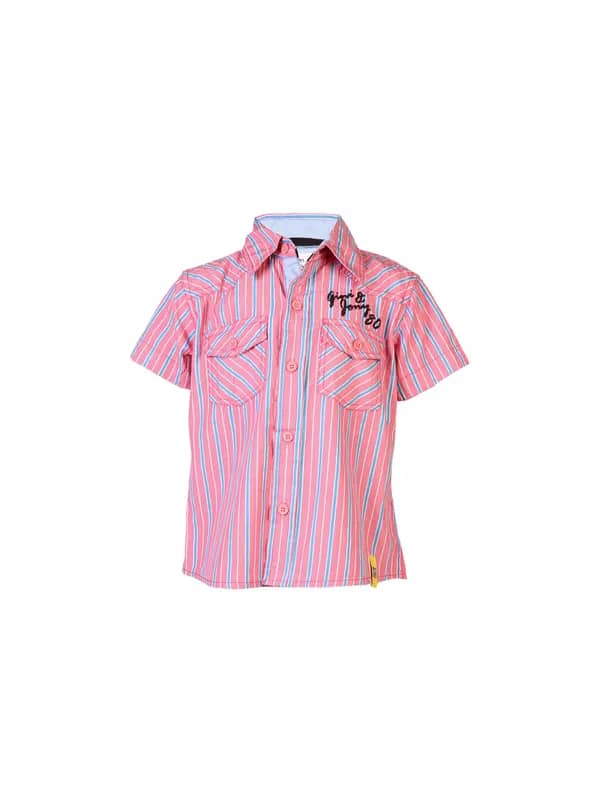 Gini and Jony Kids Boys Stripes Pink Shirts