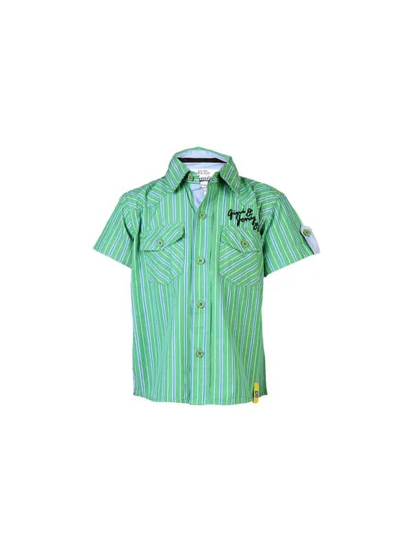 Gini and Jony Kids Boys Stripes Green Tshirts