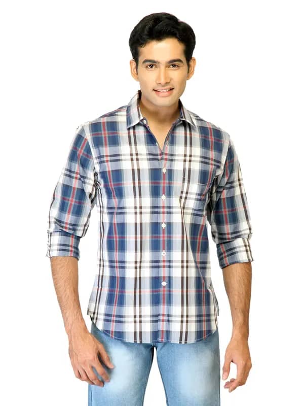 United Colors of Benetton Men Check Blue Shirts