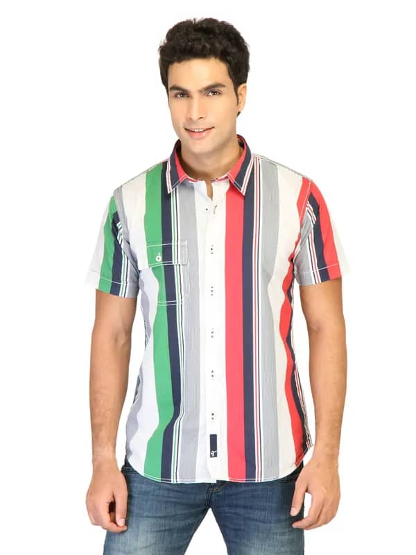 Probase Men Stripes Blue Shirts