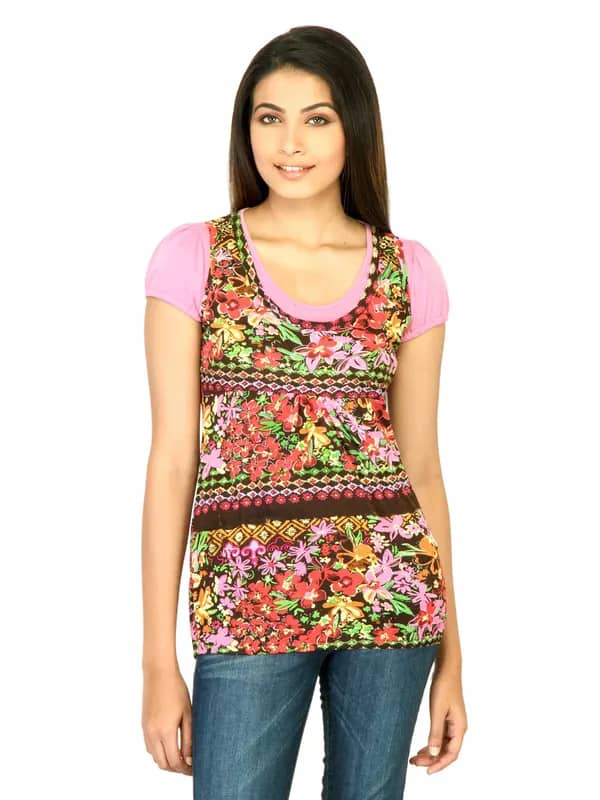 Jealous 21 Women Printed Pink Tops