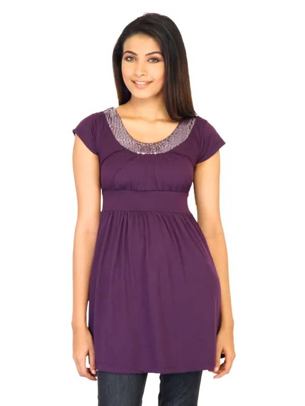 Jealous 21 Women Solid Purple Tops
