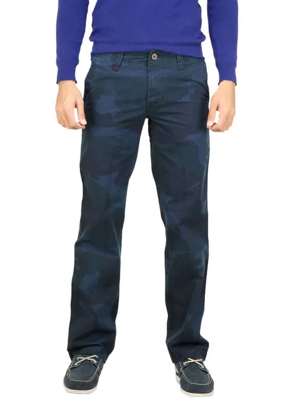 Probase Navy Blue Printed Trousers