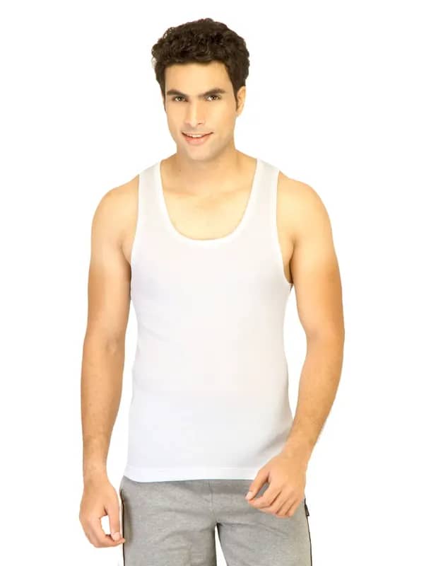 Hanes Men Rib Chest White Innerwear Vests