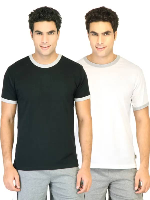 Hanes Men Pack of 2 Half Contrast Piping Ringer T-shirts