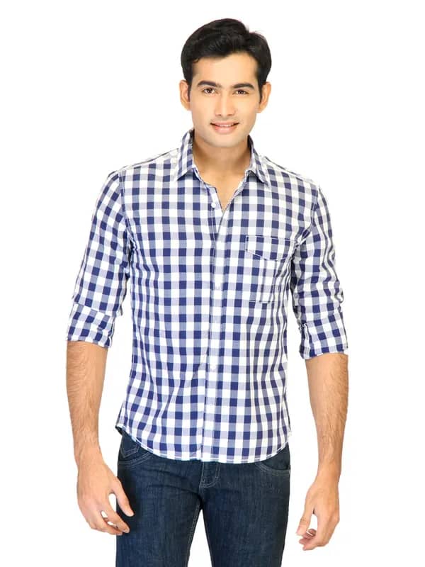 Belmonte Men Check Blue Shirts