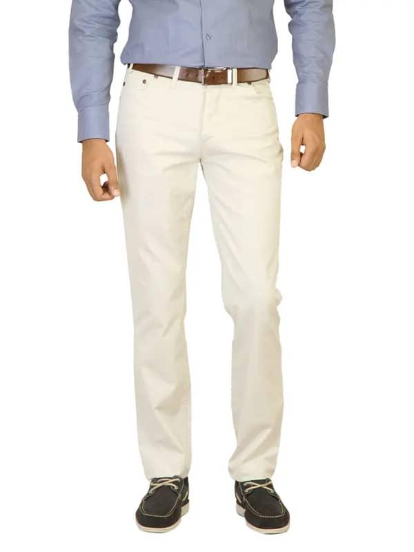 Belmonte Men Solid Cream Trousers