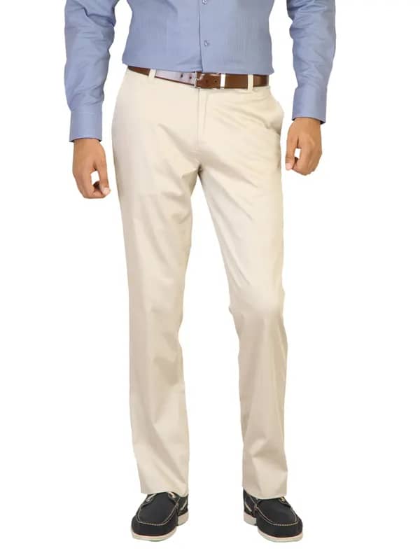 Belmonte Men Solid Cream Trousers