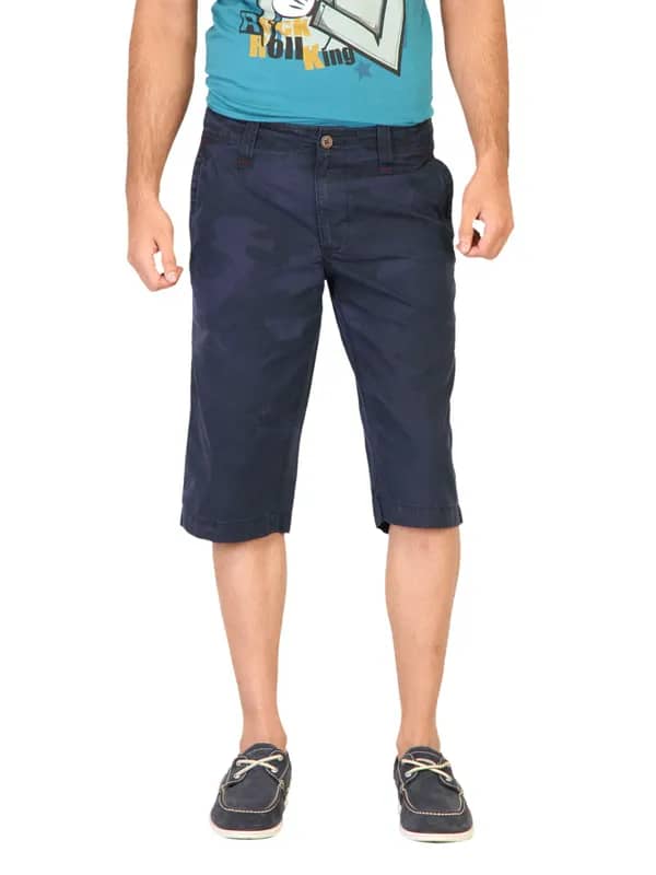Probase Men Solid Navy Blue Shorts