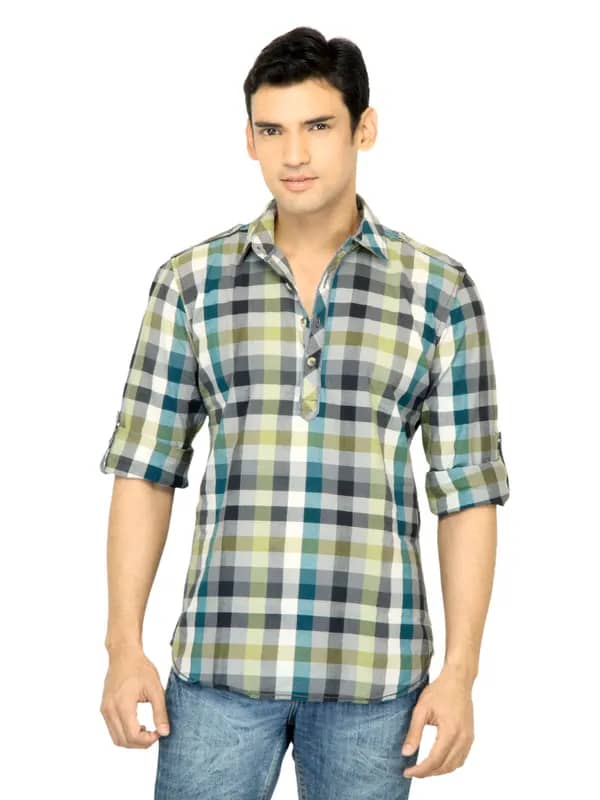 United Colors of Benetton Men Check Grey Shirt