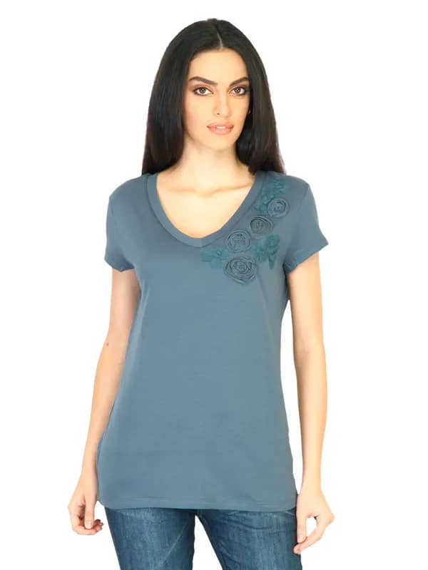 United Colors of Benetton Women Solid Blue Tops