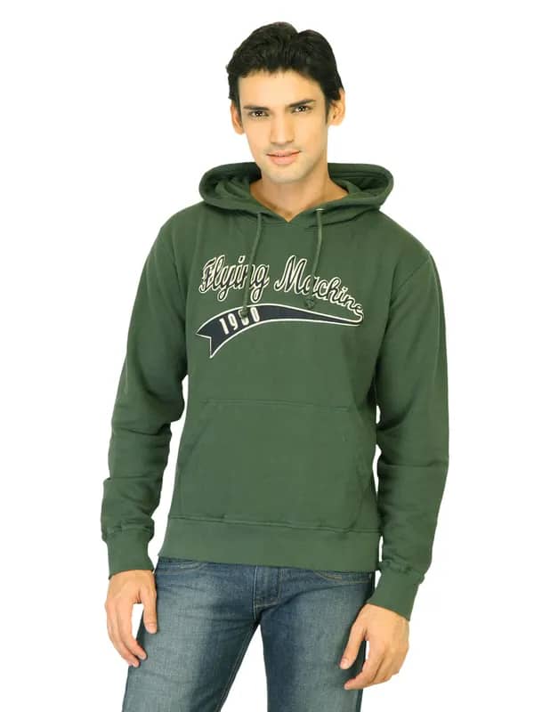 Flying Machine Men Printed Green Sweatshirts