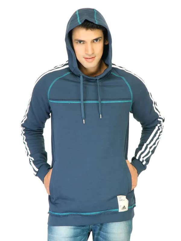 ADIDAS Men Printed Navy Blue Sweatshirts