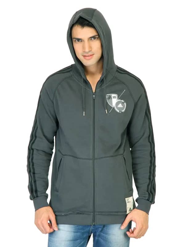 ADIDAS Men Solid Grey Jackets