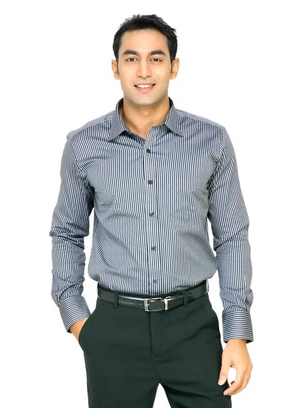 Genesis Men Stripes Grey Shirts