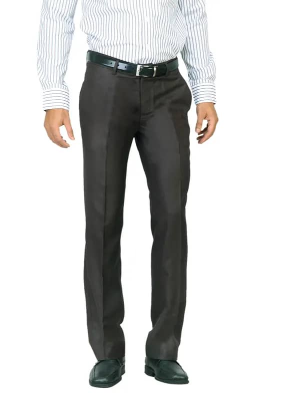Genesis Men Solid Brown Trousers