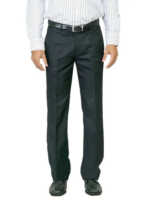 Genesis Men Solid Navy Blue Trousers