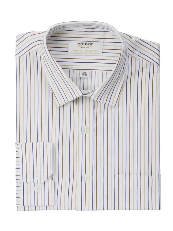 Arrow Men Stripes White Shirts