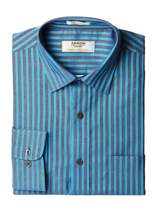 Arrow Men Blue Striped Shirt