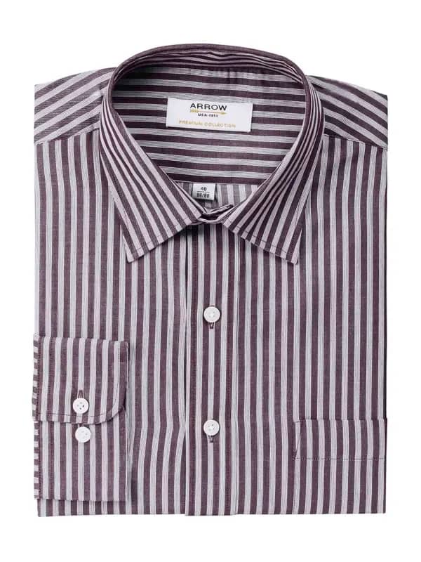 Arrow Men Stripes Purple Shirts