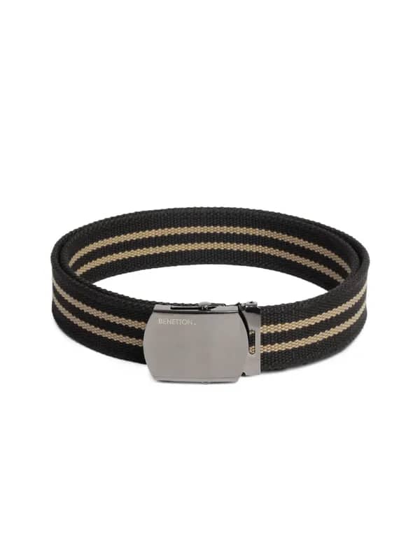 United Colors of Benetton Men Stripes Black Belt