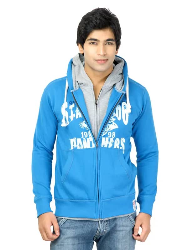 Status Quo Men Printed Blue Jackets