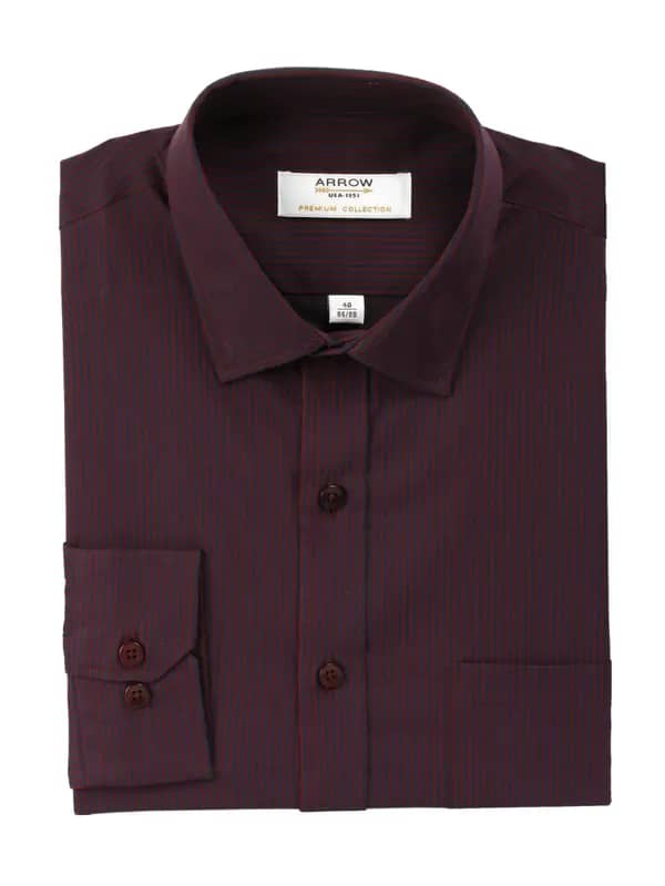 Arrow Men Stripes Maroon Slim Fit Shirt