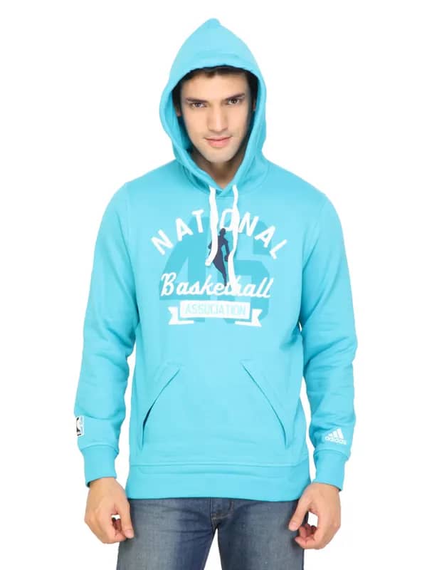 ADIDAS Men Printed Blue Sweatshirts