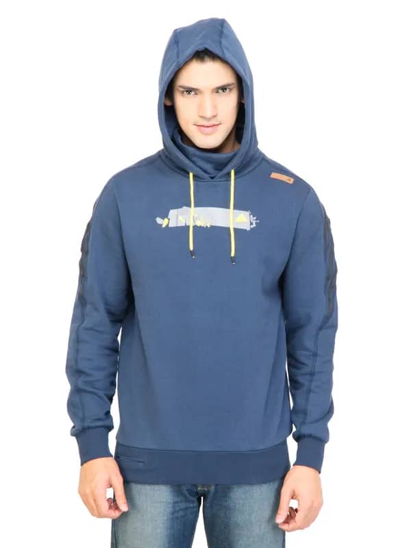 ADIDAS Men Printed Navy Blue Sweatshirts