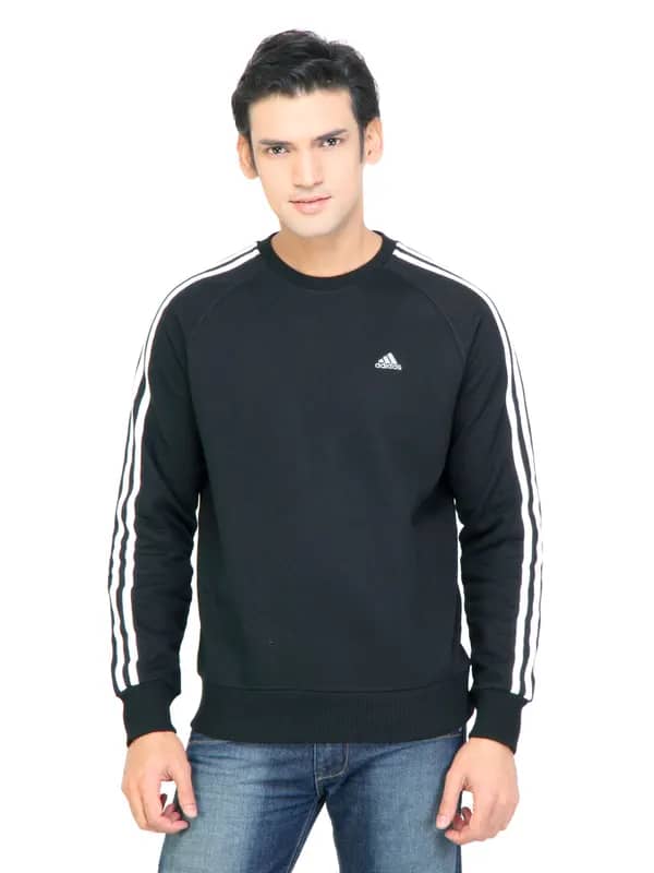 ADIDAS Men Solid Black Sweatshirts