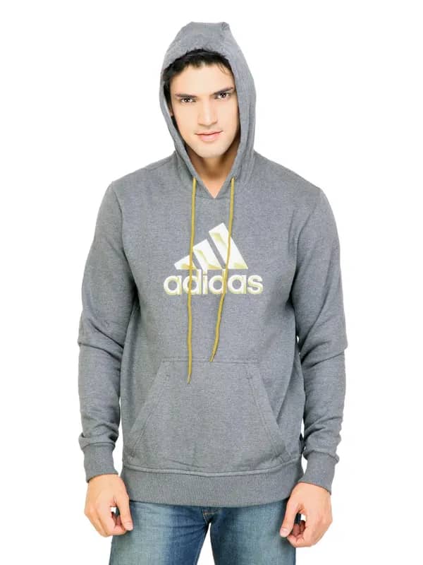 ADIDAS Men Printed Grey Sweatshirts