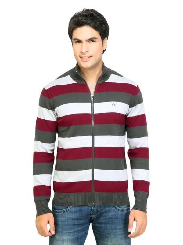 Arrow Sport Men Stripes Red Sweaters