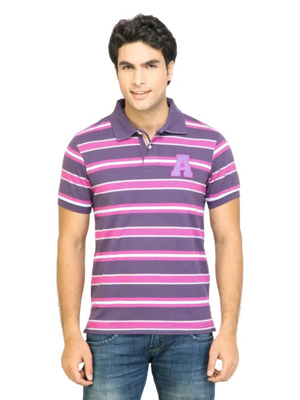 Arrow Sport Men Stripes Purple Polo Tshirts