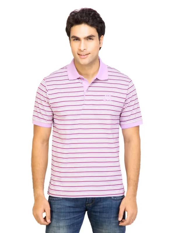 Arrow Sport Men Stripes Lavender Polo Tshirts