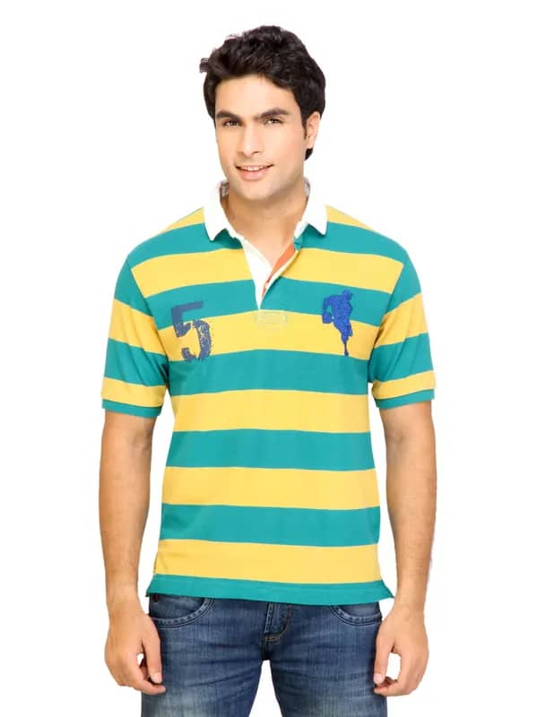 Arrow Sport Men Stripes Yellow Polo Tshirts