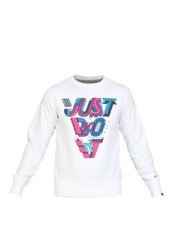 Nike Men Printed White Sweatshirts