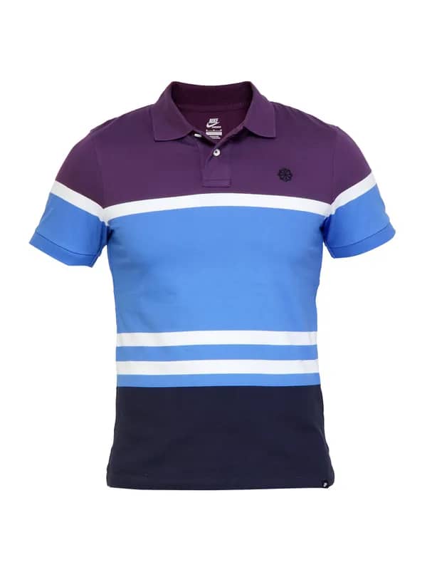 Nike Men Stripes Blue Tshirts