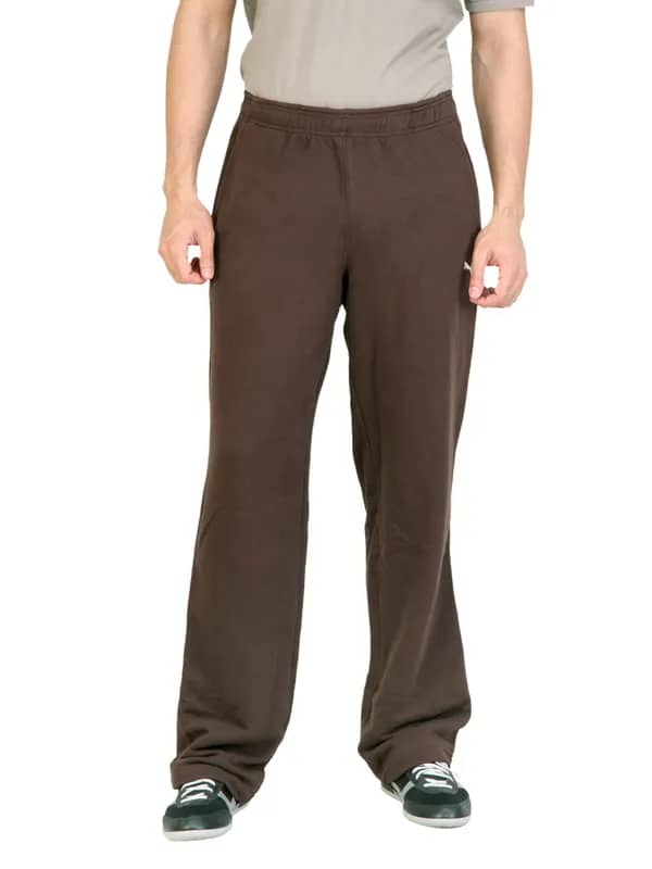 Puma Men Ess Sweat Pants Open Bottom Brown Track Pants