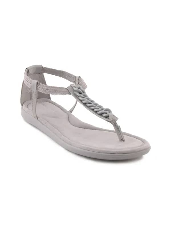 Rockport Women Jeanie Thong Chain Grey Flats