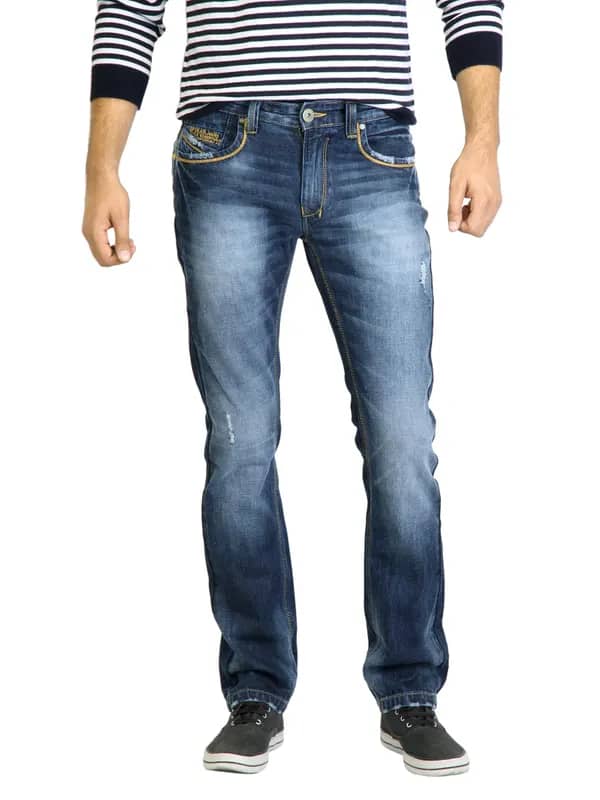 Spykar Men Washed Blue Jeans
