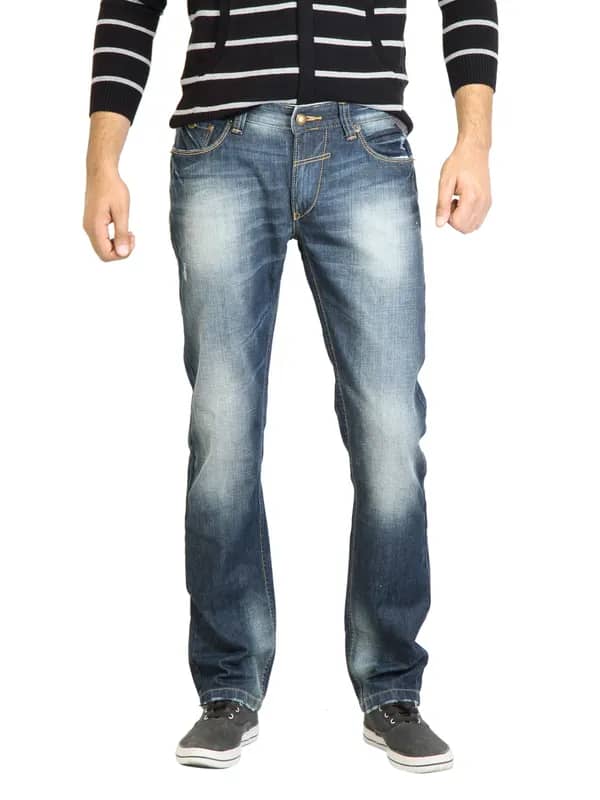 Spykar Men Washed Blue Jeans
